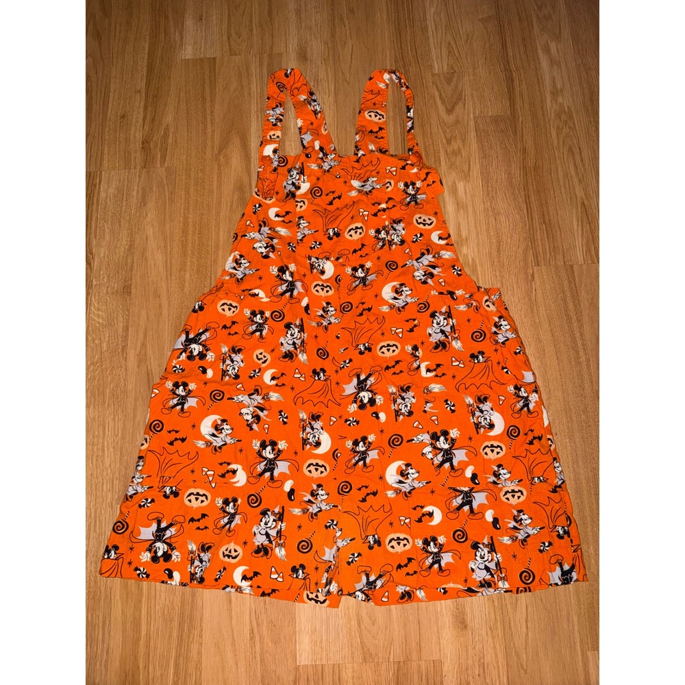 Disney Her Universe Halloween Mickey Minnie Mouse Orange Overalls Shortalls XL